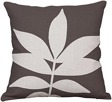 Plant Leaf Decorative Throw Pillow Covers Cotton Linen Cushion Covers Square Outdoor Couch Sofa Home Pillow Covers 18x18 Inch