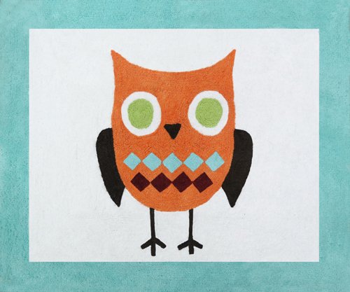 Turquoise and Lime Hooty Owl Accent Floor Rug by Sweet Jojo Designs