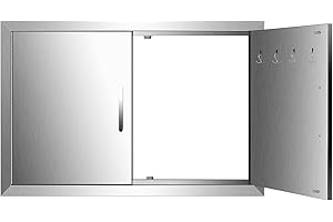 KODOM BBQ Access Door 39W x 26H Inch, Stainless Steel Double BBQ Doors, Weatherproof Outdoor Kitchen Doors for BBQ Island Outdoor Kitchen and Outside Cabinet