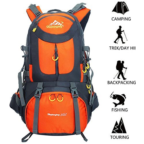 50L Hiking Backpack Climbing Camping Backpack Waterproof Mountaineering Bag Travel Outdoor Sport Pack(45+5)
