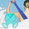 Silicone Back Scrubber for Shower (2 pcs, Blue and Green), Extended Dual Sided Bath Body Brush, 80 cm / 31.5 inches…