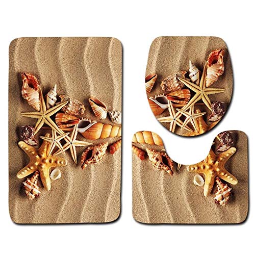 Polymer True Utility Bathroom Carpet Set Anti-Slip Door Mat Toilet Seat Cushion U-Shaped Contour Mat 3Pcs/Set