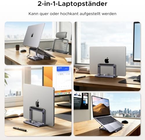 Laptop Ständer Vertikal, 2-in-1 Aluminium Laptop Stand
