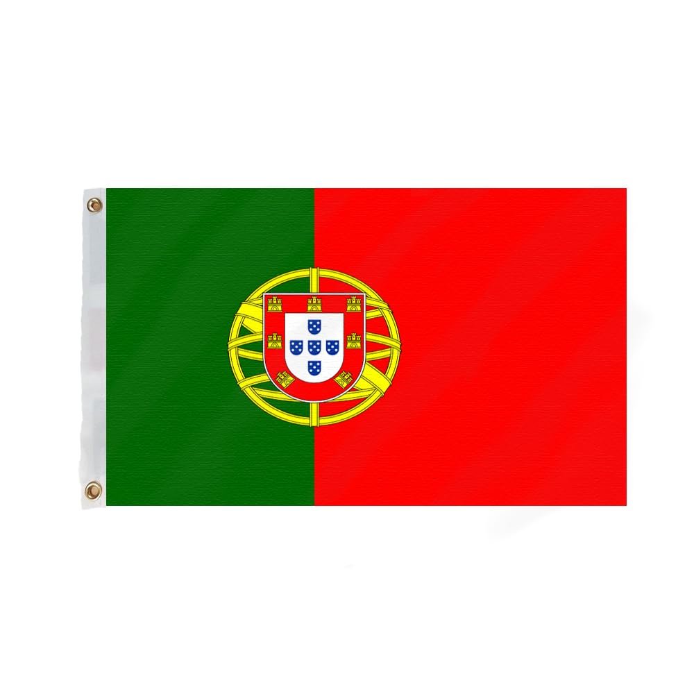 Flagmax Durable Portugal National Flag With Eyelets - 5ft x 3ft (150cm x 90cm) Portuguese Banner for Indoor and Outdoor Use - Premium for Homes, Offices, and Events