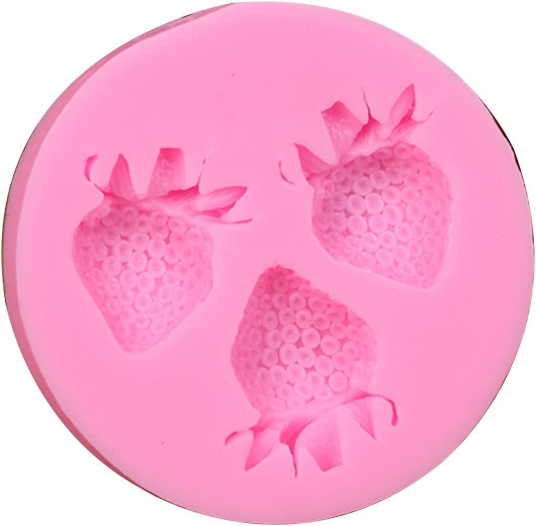 3D Strawberry Silicone Mold Soap Sugar Fondant DIY Cake Chocolate Decoration Tool Candy Cookie Fondant Moulds for Baking and Cake Decorating Kitchen Cookware Kitchen Cooking and Baking