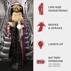 Haunted Hill Farm Animatronic Talking Wizard with