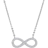 Vanbelle Rhodium Plated 925 Sterling Silver Valentine Theme - Infinity Necklaces with Cubic Zirconia Stones for Women - Valentine's Infinity Studded Pendant-Necklace