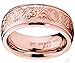 Metal Masters RoseTone Pink Women's Stainless Steel Ring Wedding Band with Engraved Florentine Design 7mm Comfort Fit