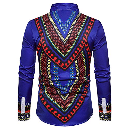 image for GOVOW African Print Shirts for Men Big and Tall - Autumn Luxury Long S