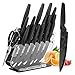 HOBO, Stainless Steel Chef Knife Acrylic Block Professional Non-slip Handle, Kitchen Scissors, Cooking, Black Cutlery Set