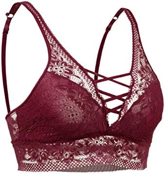 DOUBLDO Womens Solid Sexy Lightweight Sheer Floral Lace Bralette Top