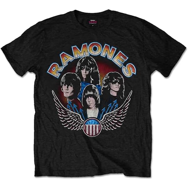 Ramones T Shirt Vintage Wings Photo Band Logo New Official Mens