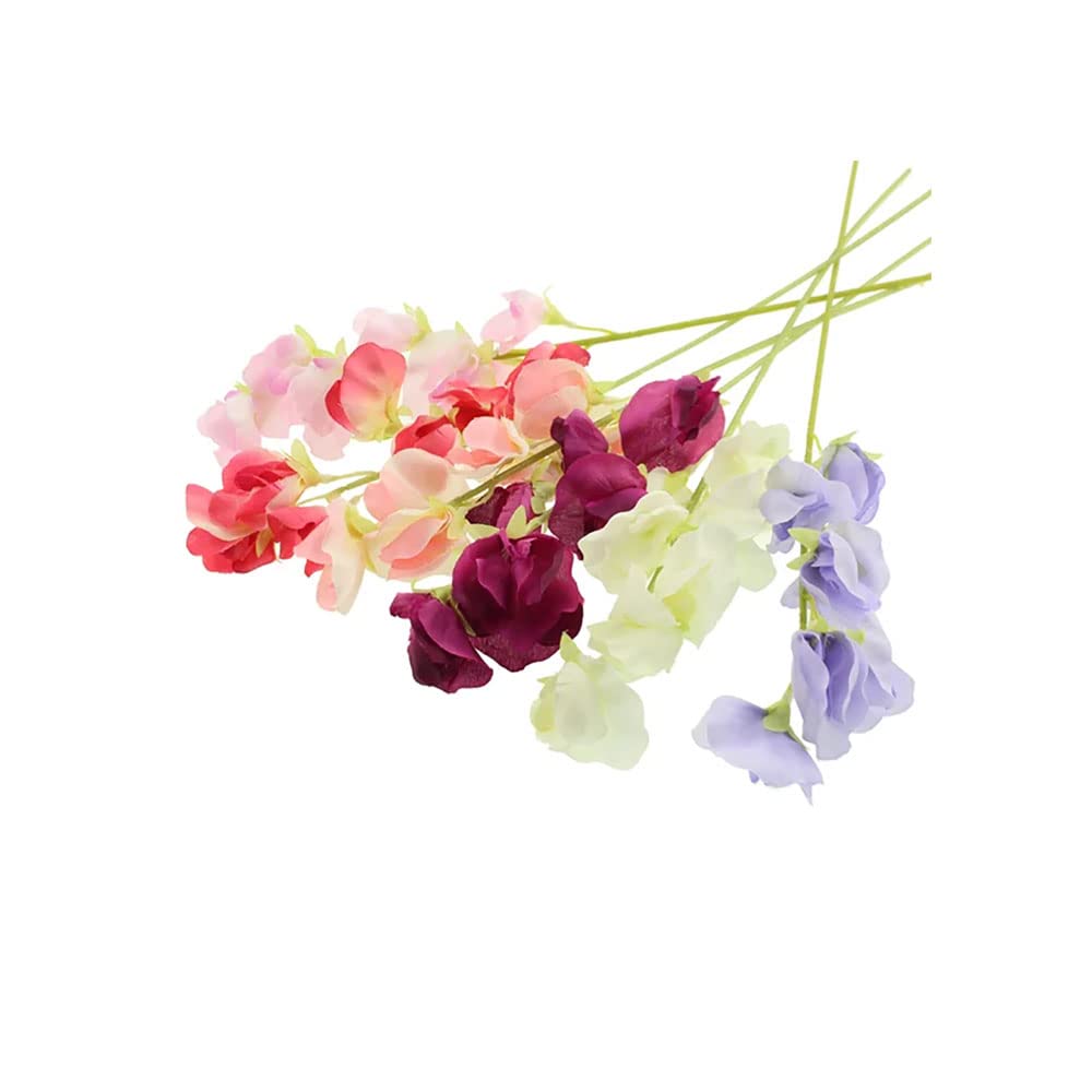 FloristryWarehouse Bunch of 6 Faux Silk Sweetpea Stems Assorted Cerise, Lilac, White, Pink 49cm/19in