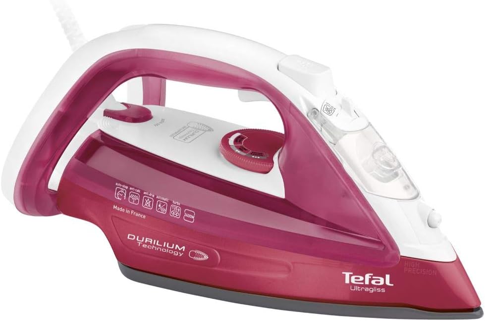 Tefal FV4920 Dampfbügeleisen Ultragliss | hervorragende Gleitfähigkeit | maximale Dampfverteilung | Eco-Modus | 2.400W | 140g/Min. Dampfstoß | Rot/Weiß