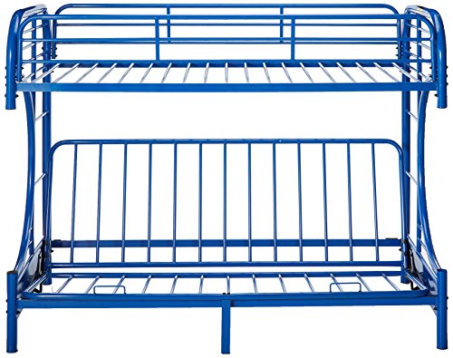 Major-Q Sh4509bl Navy Blue Modern Metal Tube Supported Twin Futon Bunk Bed with Built-in Ladders & Full Length Guard Rails