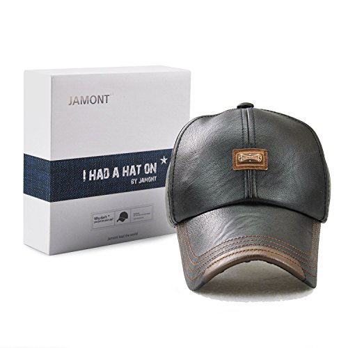 Jamont plain leather baseball cap with adjustable strap…