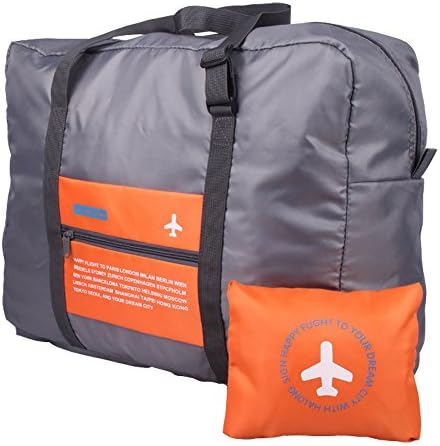 Lightweight Folding Travel Luggage Bag Waterproof Packable Large Capacity Storage 32L (Orange)