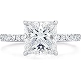 Bo.Dream Cushion/Princess/Emerald Cut Cubic Zirconia Engagement Rings for Women Platinum Plated Sterling Silver