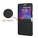 MTRONX Phone Case for Samsung GalaxyNote 4, Note 4, Window View Magnetic Closure Twill PU Leather Ultra Folio Flip Slim Case Cover - Black(MG1-BK)