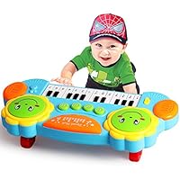 NUGJHJT Early Childhood Education Toys Electronic Keyboard Hand Drums Light Learning Piano Multi-Function Pat Drum,Multi-Colored