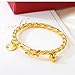OPK Jewelry 18k Gold Plated Children's Bangle Heart Bell Pendant Rope Chain Gold Bracelets 4.33 Inch