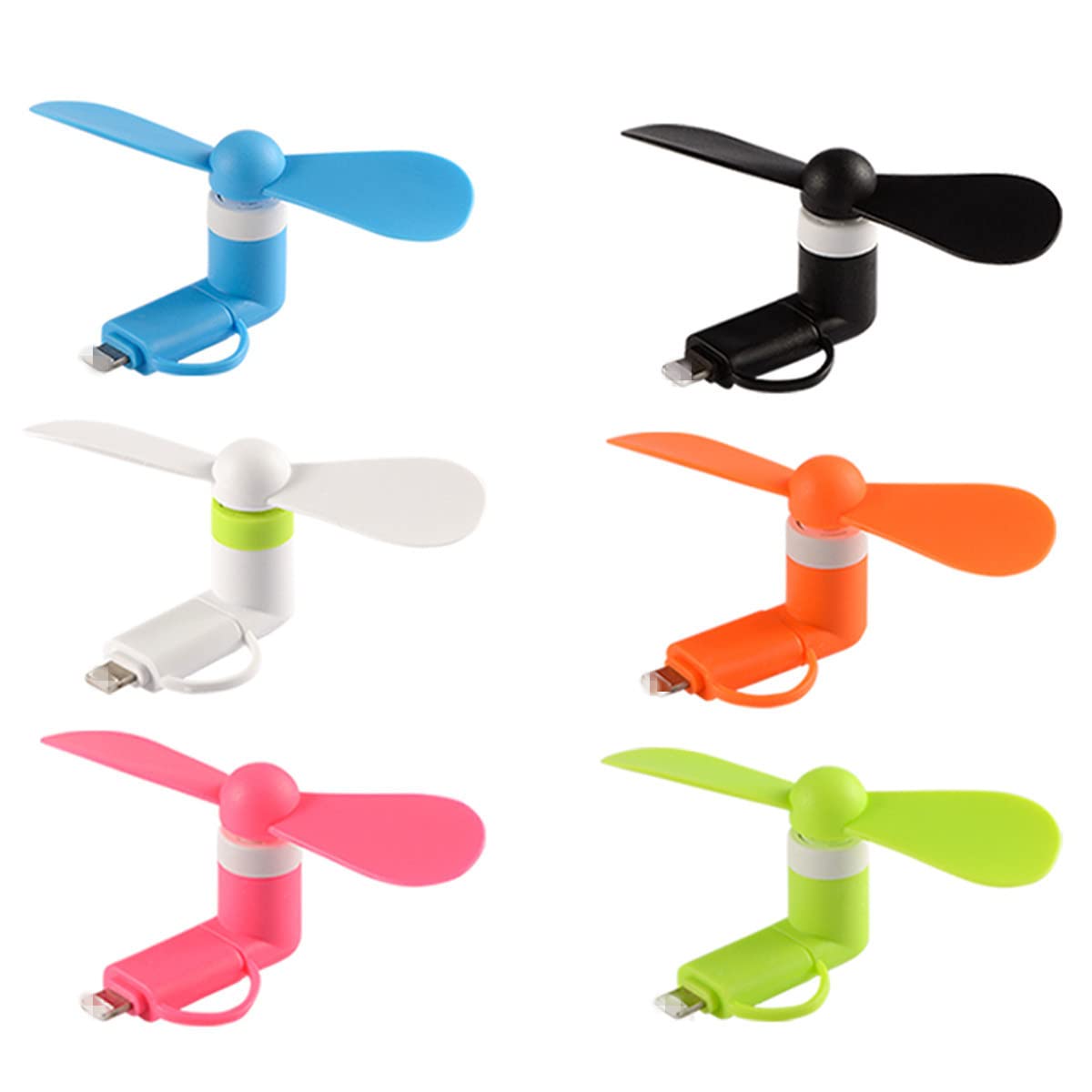 Photo 1 of Gfytdxe Mini Cell Phone Fan - Colorful and Powerful 2-in-1 Fan Compatible for iPhone, iPad, Android Smartphone,Tablet - Cell Phone Summer Accessories - (6-Pack)