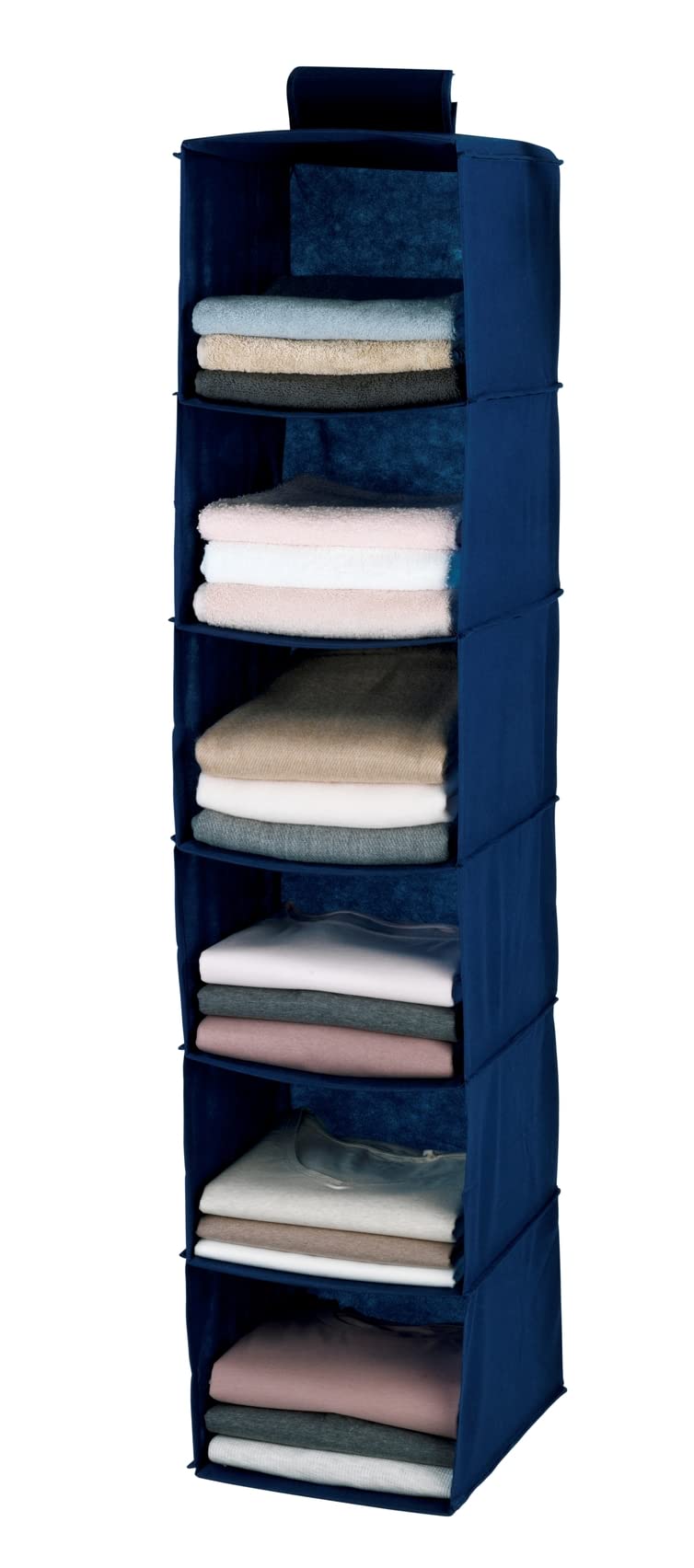 WENKO 4374120100 Laundry organiser Air - 6 compartments, air-permeable, Polypropylene, 30 x 120 x 30 cm, Blue