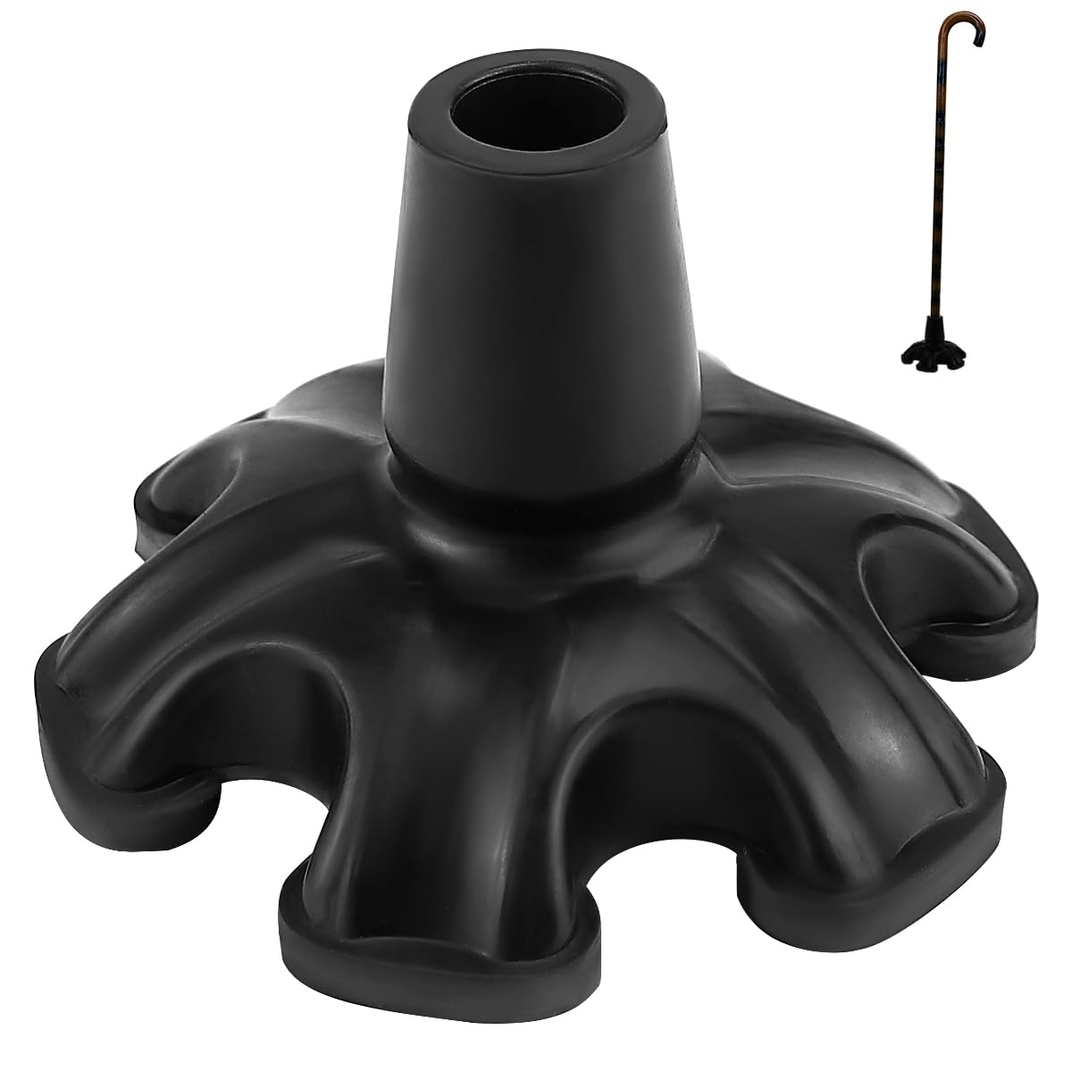 ZJIVQO Walking Cane Standing Cane Tip Non-Slip Cane Tip with 6 Prong Self-Standing Rubber Heavy Duty Cane Foot Replacement Cane Tip Walking Stick Accessories for Walking Sticks and Canes