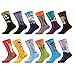WeciBor Men's Dress Cool Colorful Fancy Novelty Funny Casual Combed Cotton Crew Socks Pack