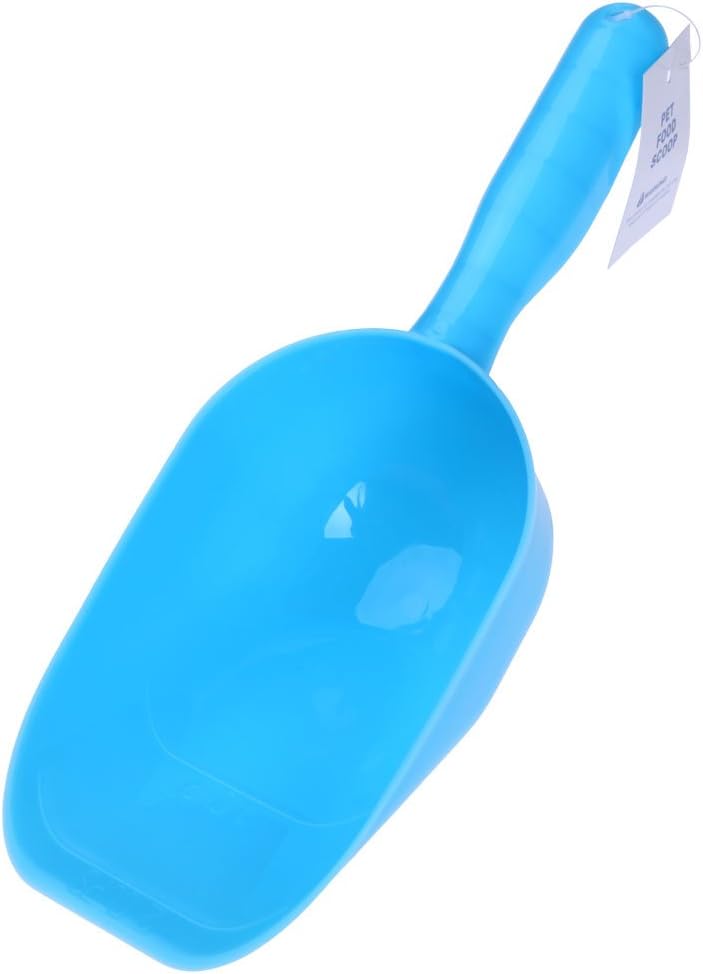 Pet Food Scoop; 1-Cup, Lines for 1/2 Cup and 1 Cup, Volumes for 100ml and 200ml, Dog Puppy Cat Rabbit Plastic Pet Food Scoop,Four Colors Available (Blue)