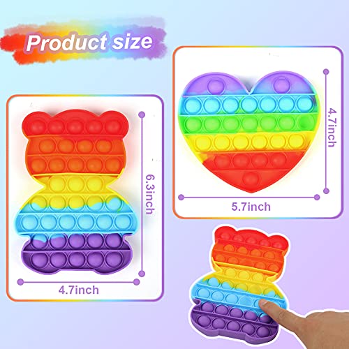 Cute Burgeen Pack Push Bubble Fidget Toys Set Squeeze Sensory Pop Toy Sets Packs, Rainbow Colors Fidget Toys Pack Stress Relief and Anti-Anxiety Tools for Kids Adults Family Game