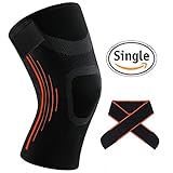Knee brace, NATUCE knee sleeve with removable non slip strap for knee compression support-Single (M)