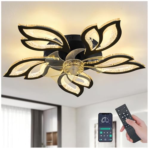 Dopwii Ventilador de techo con luz LED y mando a distancia, 3 colores regulables y 6 velocidades de viento, apto para salón, dormitorio, cocina, sala de estudio