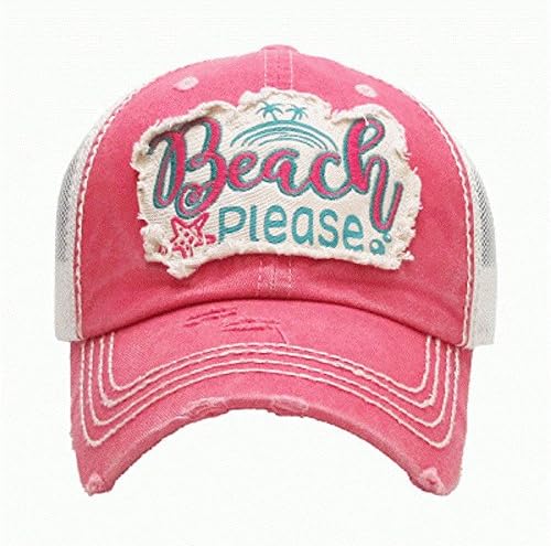 "Beach Please" Pink Vintage Baseball Cap.