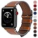 Fullmosa Compatible Apple Watch Band 40mm 41mm 38mm 49mm 46mm 45mm 44mm 42mm Leather for iWatch Ultra2/Ultra/SE/SE2/Series 10/9/8/7/6/5/4/3/2/1, 38mm 40mm 41mm 42mm Light Brown + Smoky Grey Buckle