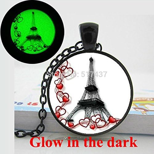 Pretty Lee Glow In The Dark Necklace Pendantshearts Eiffel Tower Necklace Romance Paris Necklace Valentine Gift Art Photo Glowing Jewelry