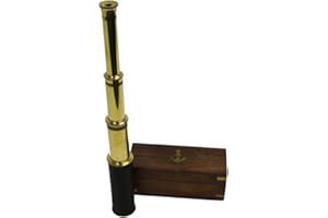 Science Purchase 78TELE15 Handheld Brass Telescope with Wooden Box, 15"