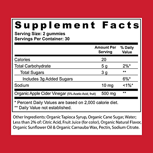 Vitafive Apple Cider Vinegar ACV Gummy Vitamins with The Mother