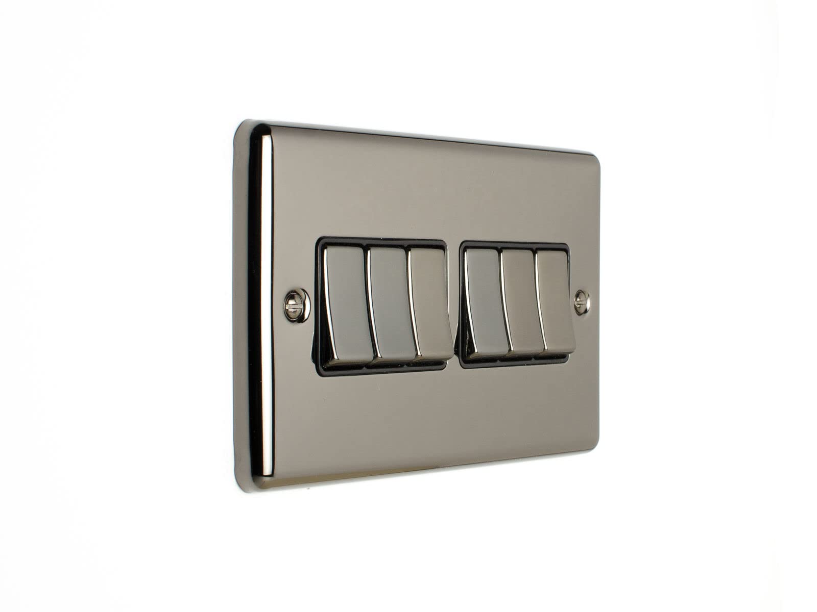 EUROLITE Enhance Black Nickel 6 Gang 10 AMP 2 Way Light Switch EN6SW BNB