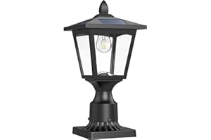 Greluna Solar Post Lights Outdoor, Solar Lamp Post Lights for Pathway, Driveway, Front/Back Door, Pack 1