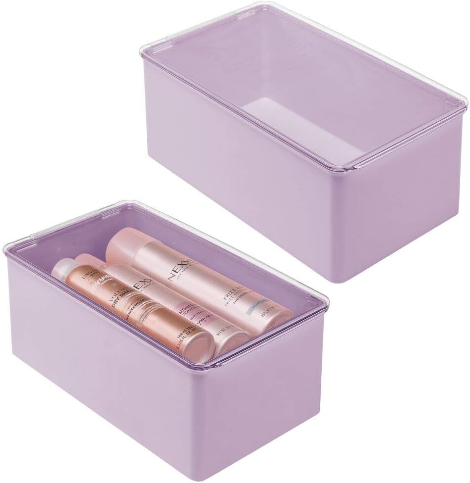 mDesign Bathroom Plastic Stackable Storage Box Container