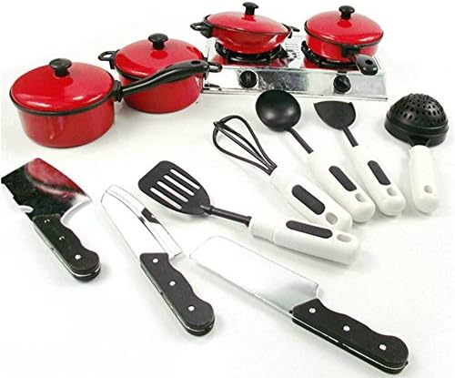 Osye Pretend Play Toys - Kitchen Toys 13 Pcs SEPPA Cookware Set for Young Chef Toy Pans and Pots with Cooking Utensils for Kids
