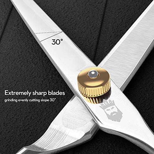 Kimkoo Beard Scissors-Hair Cutting Scissorsï¼Œ Ergonomically Designed Shears, 6.7 in with Detachable Rubber Ring
