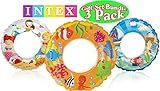 Intex Ocean Reef Transparent Swim Rings Fish, Mermaid & Beach Gift Set Bundle - 3 Pack