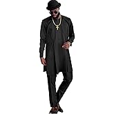 SEA&ALP Men's African Suit Dashiki Traditional Top Shirt Pants 2-Piece Set Outfits Nigerian Casual Clothing Attire