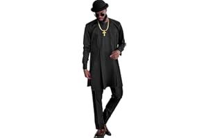 SEA&ALP Men's African Suit Dashiki Traditional Top Shirt Pants 2-Piece Set Outfits Nigerian Casual Clothing Attire