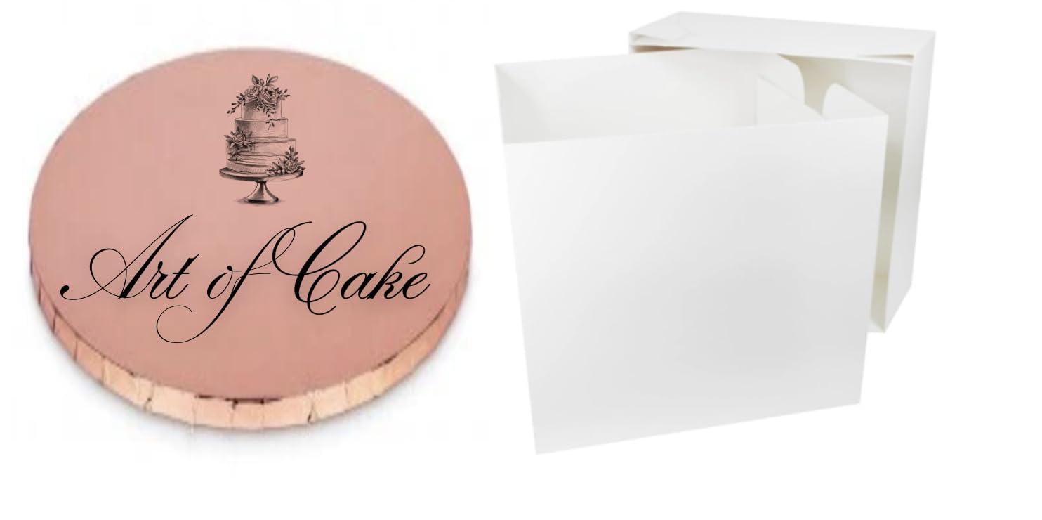 Art of Cake® 10 in Drum Round Rose Gold and 10 in TALL Cake Box