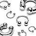 BodyJ4You 14G Circular Barbells Eyebrow Lip Ear Tragus Septum Nipple Horseshoe Rings 1/4” 5/16