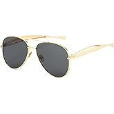 Long Keeper Retro Pilot Sunglasses for Women Men Gold Metal Oversized Aviation Sunglasses Trendy Big 70s Double Bridge Shades