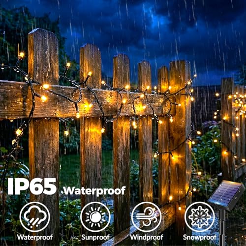 bitjam 6M 60 LED Outdoor Solar Fairy Lights, IP65 Waterproof, 8 Modes Solar String Lights, for Patio, Yard, Christmas, Wedding, Party, Warm White